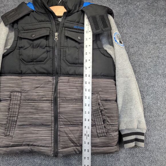 Weatherproof Boy's Puffer Jacket Blue 7 Zip Front Long Sleeve Hooded Zip Front - Picture 14 of 16